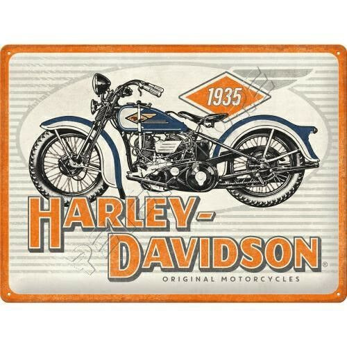 Retró Fém Tábla - Harley-Davidson Motor Logó Reklámtábla Dombornyomott Méretek: 30 x 40 cm